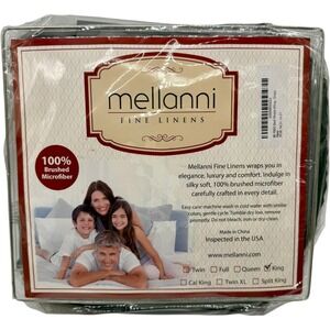 Mellanni 1800 Bed Sheet Set King Gray Brushed Microfiber‎ Deep Pocket New